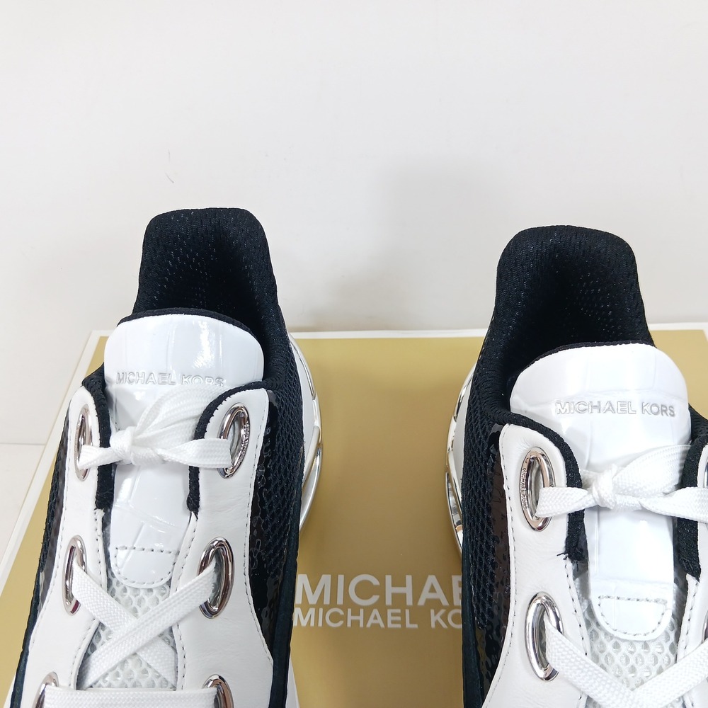 Michael Kors Toni Trainer Circular Air Mesh XL Black White Sneakers 9.5M - Picture 13 of 16
